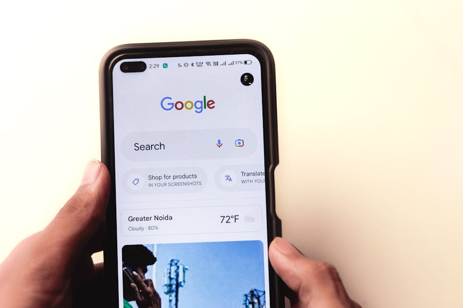 strona wyszukiwarki Google otwarta na smartfonie
